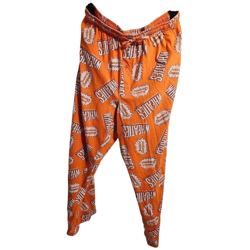 Wheaties Pajama Pants Mens XL Orange‎ Breakfast of Champions Logo Lounge Sleep